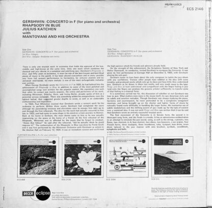DECCA ECS 2146 - George Gershwin's "Rhapsody In Blue" And Concer - Image 2