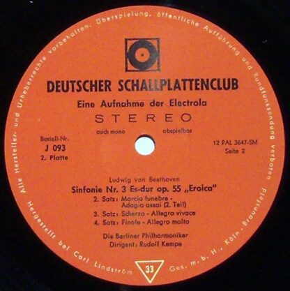 Deutscher Schallplattenclub J 093 - Violinkonzert D-dur / "Eroic - Image 3