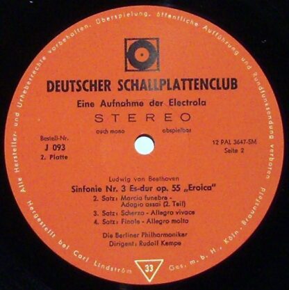 Deutscher Schallplattenclub J 093 - Violinkonzert D-dur / "Eroic - Image 3