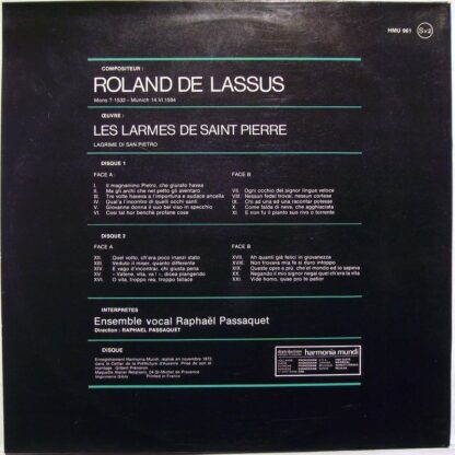 Harmonia Mundi HMU 961 - Les Larmes De Saint Pierre = Lagrime Di - Image 2
