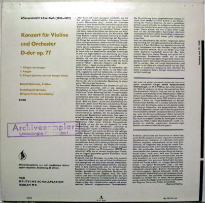 Eterna 8 20 003 - Konzert für Violine Und Orchester D-dur op. 77 - Image 2