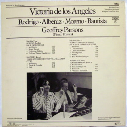 CBS Masterworks M 35139 - Songs By Rodrigo, Moreno, Bautista, An - Image 2