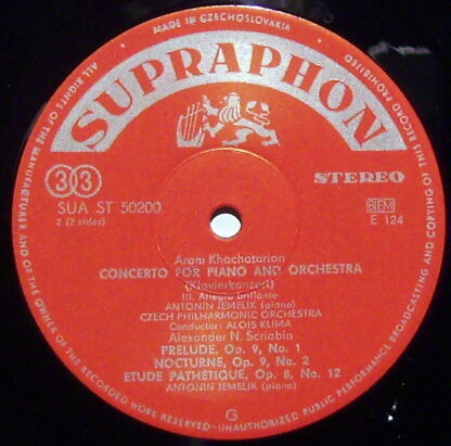 Supraphon SUA ST 50200 - Concerto For Piano And Orchestra / Prel - Image 3