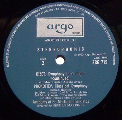 Argo ZRG 719 - Symphony In C / Classical Symphony - Image 3