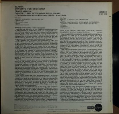 DECCA ECS 578 -  Bartók: Concerto For Orchestra / Martin: Concer - Image 2