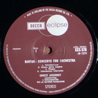 DECCA ECS 578 -  Bartók: Concerto For Orchestra / Martin: Concer - Image 3