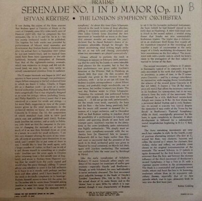 London Records CS 6567 - Serenade No. 1 In D, Op. 11 - Image 2