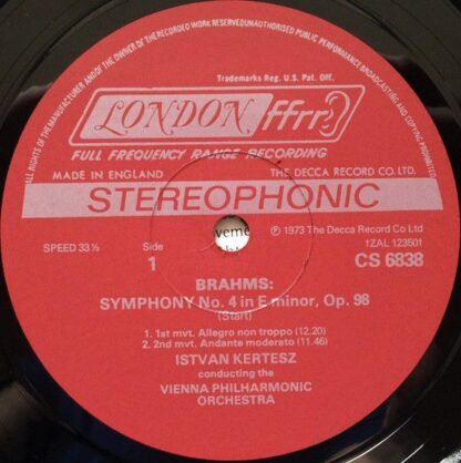 London Records CS6838 - Symphony No. 4 In E Minor - Image 3