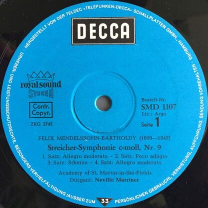 DECCA SMD 1107 - Streicher-Symphonien Nr. 9, 10, 12 - Image 3
