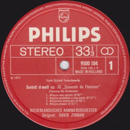 Philips 9500 104 - Souvenir De Florence / String Quartet For Orc - Image 2