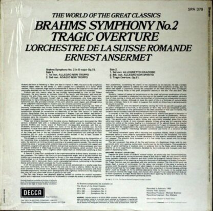 DECCA SPA 379 - Symphony No.2/Tragic Overture - Image 2