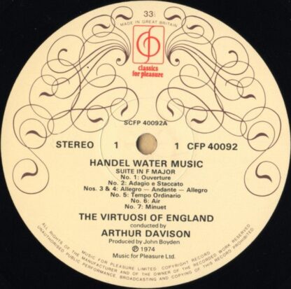 Classics For Pleasure CFP 40092 - Water Music (Complete) - Image 3