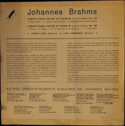 Supraphon SUA 10474 - Sonates Pour Violon Et Piano N° 2 Et 3 - Image 2