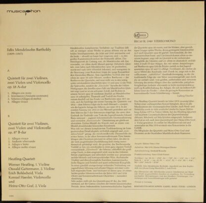 Musicaphon BM 30 SL 1949 - Streichquintette A-Dur · Op. 18, B-Du - Image 2