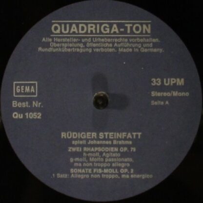 Quadriga-Ton Qu 1052 - Zwei Rhapsodien Op. 79 / Klaviersonate fi - Image 3