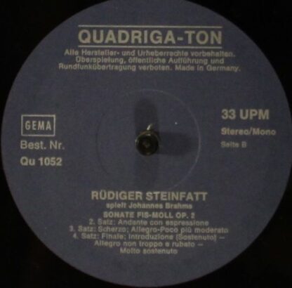Quadriga-Ton Qu 1052 - Zwei Rhapsodien Op. 79 / Klaviersonate fi - Image 4