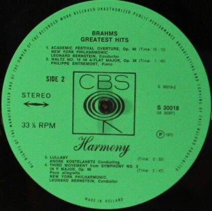 CBS Harmony S 30018 - Brahms' Greatest Hits - Image 4