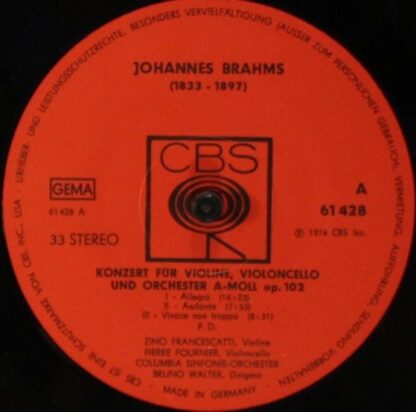 CBS 61 428 - Bruno Walter Dirigiert Brahms - Image 4