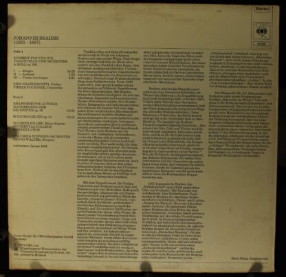 CBS 61 428 - Bruno Walter Dirigiert Brahms - Image 2