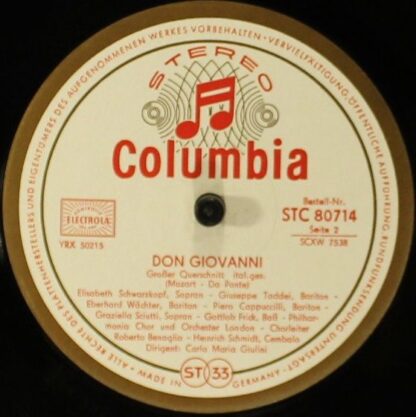 Columbia STC 80714 - Don Giovanni Großer Querschnitt Ital.Ges.