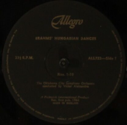 Allegro Records ALL 722 - Brahms' Hungarian Dances - Image 3