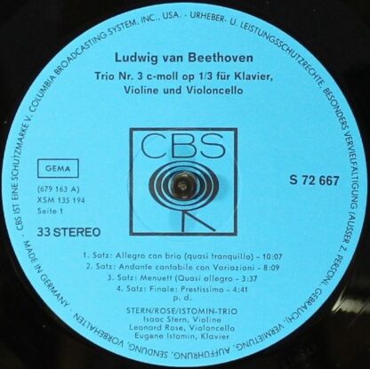 CBS S 72 667 - Trio Nr. 3 C-Moll Op. 13 - Trio Nr. 1 D-Moll Op. - Image 3