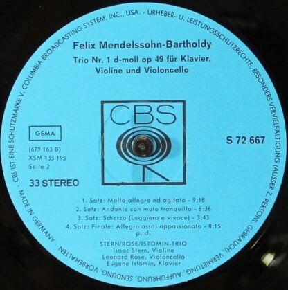 CBS S 72 667 - Trio Nr. 3 C-Moll Op. 13 - Trio Nr. 1 D-Moll Op. - Image 4