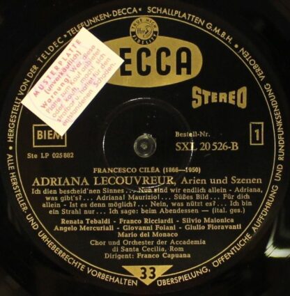DECCA SXL 20 526-B - Arien Und Szenen Aus Adriana Lecouvreur - Image 4