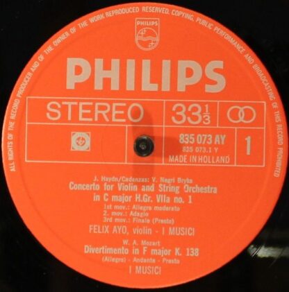 Philips 835 073 AY - Violinkonzert C-dur / Divertimento KV 137 & - Image 3