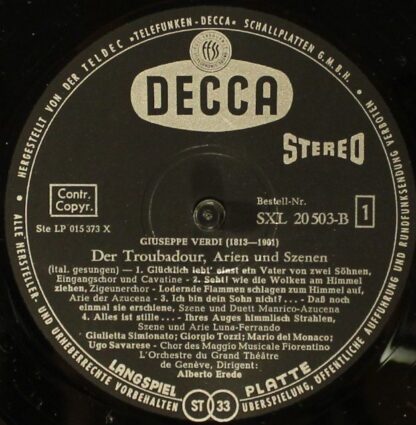 DECCA SXL 20 503-B - Arien Und Szenen Aus Der Troubadour - Image 4