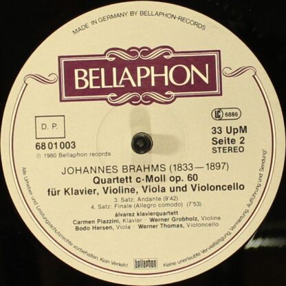 Bellaphon 68 01 003 - Klavierquartett C-Moll Op. 60 - Image 6