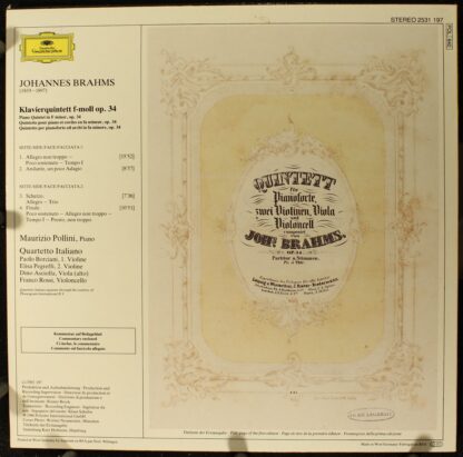 Deutsche Grammophon 2531 197 - Klavierquintett Op. 34 ·  Piano Q - Image 2