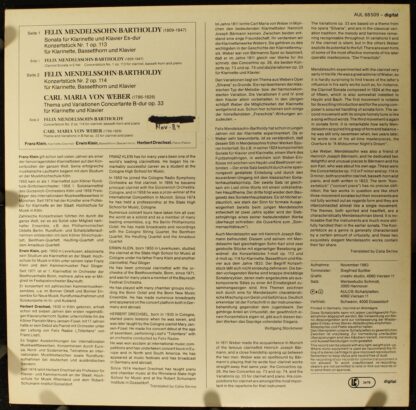 AULOS AUL 68509 - Sonata Für Klarinetet Und Klavier Es-Dur / Kon - Image 2