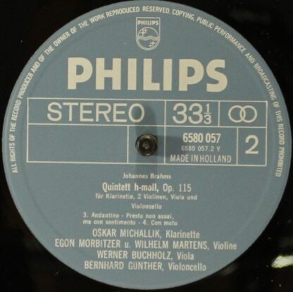 Philips 6580 057 - Klarinettenquintet H-moll, Op. 115 - Image 4