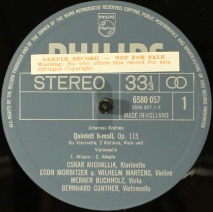 Philips 6580 057 - Klarinettenquintet H-moll, Op. 115 - Image 3