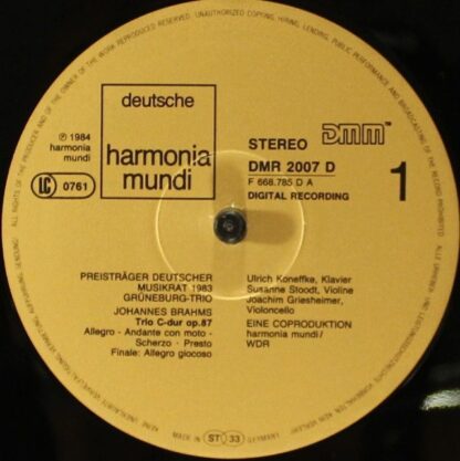 Deutsche Harmonia Mundi DMR 2007 D - Trio Für Klavier, Violine U - Image 5