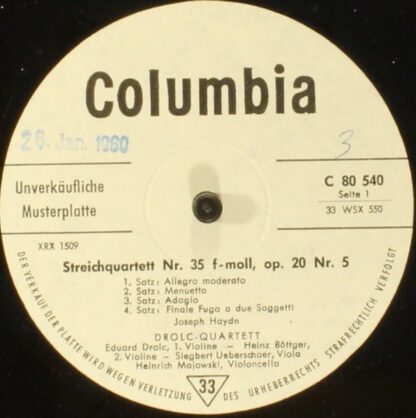 Columbia C 80 540 - Streichquartett F-Moll Op. 20 Nr. 5 / Streic - Image 4