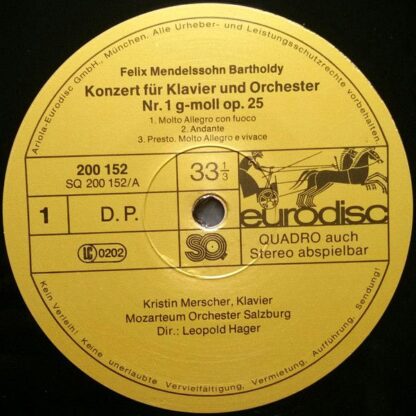 Eurodisc SQ 200 152-366 - Klavierkonzerte Nr. 1 G-moll Op. 25 & - Image 2