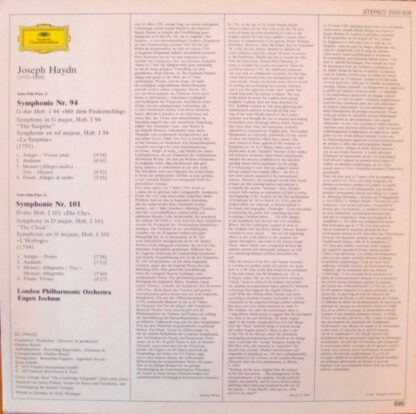 Deutsche Grammophon 2530 628 - Symphonien Nr.94 & Nr.101 - The S - Image 2