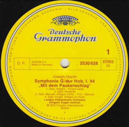 Deutsche Grammophon 2530 628 - Symphonien Nr.94 & Nr.101 - The S - Image 3