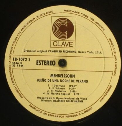 Clave 18-1072 S - Sinfonía Italiana / Sueño De Una Noche De Vera - Image 3