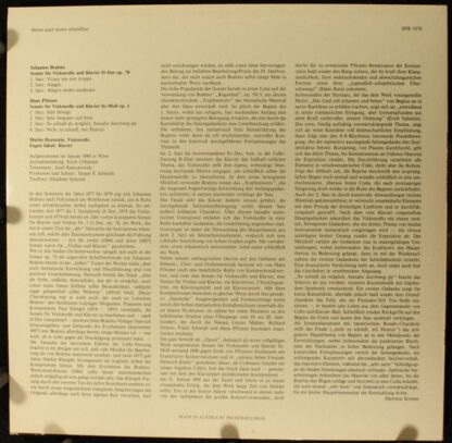 Preiser Records SPR 3370 - Sonate Für Violoncello Und Klavier D- - Image 2