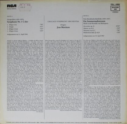RCA PGL 1-9062 - Symphonie Nr.1 / Ein Sommernachtstraum (Ausschn - Image 2