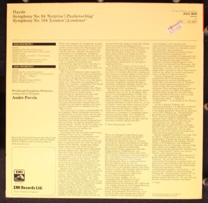 His Master's Voice ASD 3839 - Symphony No. 94 " Surprise"/ Symph - Image 2