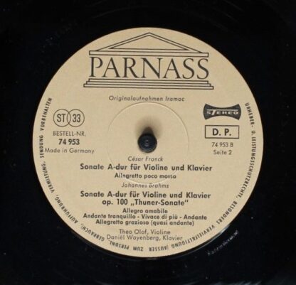 Parnass 74 953 - Johannes Brahms, César Franck, Theo Olof, Danie - Image 4