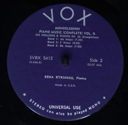 VOX (6) SVBX 5412 - Rena Kyriakou - Mendelssohn Piano Music (Vol - Image 4