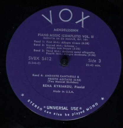 VOX (6) SVBX 5412 - Rena Kyriakou - Mendelssohn Piano Music (Vol - Image 5