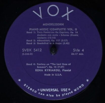 VOX (6) SVBX 5412 - Rena Kyriakou - Mendelssohn Piano Music (Vol - Image 6