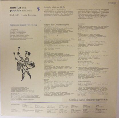 Harmonia Mundi 30 654 - Musica Poetica Teil 5 - Orff Schulwerk - - Image 2