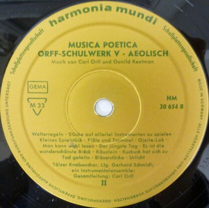 Harmonia Mundi 30 654 - Musica Poetica Teil 5 - Orff Schulwerk - - Image 4